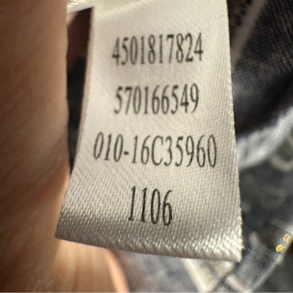 Chico's Sz. 2 (L) tunic, blue/metallic, linen blend, v-neck, flowy, lightweight - Picture 10 of 12